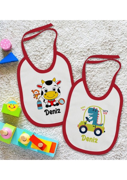 Kids Kişiye Özel Isimli 2’li Kırmızı Mama Önlüğü-14 fiyatları