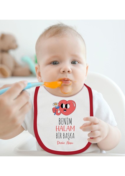 Kids Kişiye Özel Halam Bir Başka Tasarımlı 2’li Kırmızı Mama Önlüğü-1 modelleri