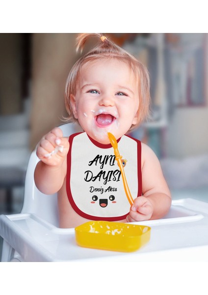 Kids Kişiye Özel Dayı Tasarımlı 2’li Kırmızı Mama Önlüğü-1 modelleri