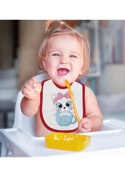 Kids Kişiye Özel Isimli 2’li Kırmızı Mama Önlüğü-2 modelleri