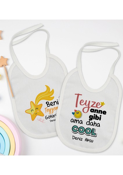 Kids Kişiye Özel Teyze Tasarımlı 2’li Beyaz Mama Önlüğü-1