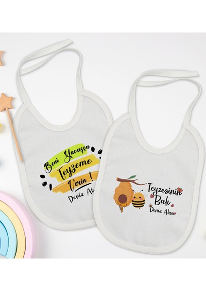 Kids Kişiye Özel Teyze Tasarımlı 2’li Beyaz Mama Önlüğü-2