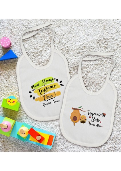 Kids Kişiye Özel Teyze Tasarımlı 2’li Beyaz Mama Önlüğü-2 fiyatları