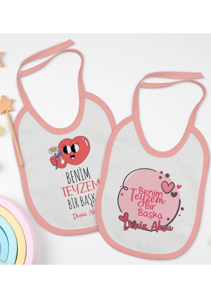 Kids Kişiye Özel Teyzem Bir Başka Tasarımlı 2’li Pembe Mama Önlüğü-1