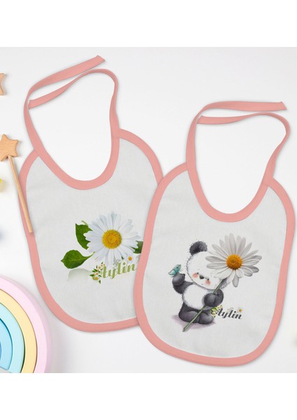 Kids Kişiye Özel Papatya Temalı 2’li Pembe Mama Önlüğü-2