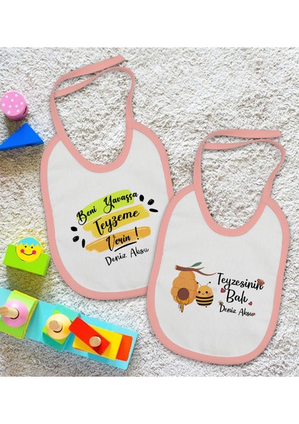 Kids Kişiye Özel Teyze Tasarımlı 2’li Pembe Mama Önlüğü-2 fiyatları