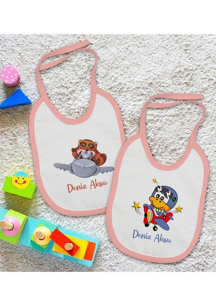 Kids Kişiye Özel Sevimli Pilot Tasarımlı 2’li Pembe Mama Önlüğü-1 fiyatları