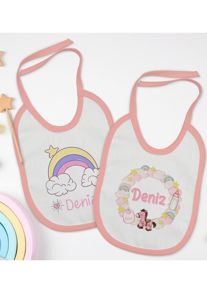 Kids Kişiye Özel Isimli 2’li Pembe Mama Önlüğü-12