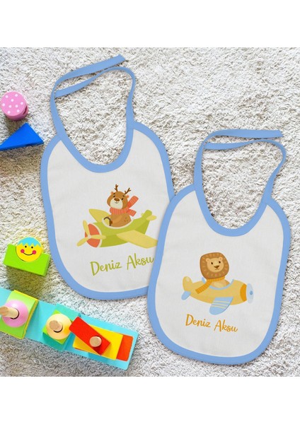 Kids Kişiye Özel Sevimli Pilot Tasarımlı 2’li Mavi Mama Önlüğü-2 fiyatları
