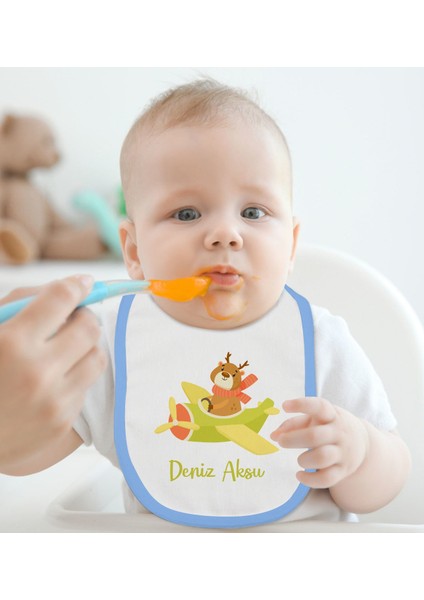 Kids Kişiye Özel Sevimli Pilot Tasarımlı 2’li Mavi Mama Önlüğü-2 modelleri