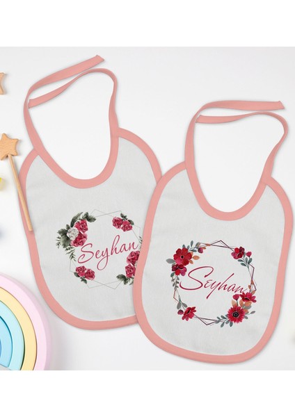 Kids Kişiye Özel Çiçek Tasarımlı 2’li Pembe Mama Önlüğü-5