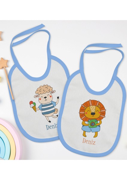 Kids Kişiye Özel Isimli 2’li Mavi Mama Önlüğü-9
