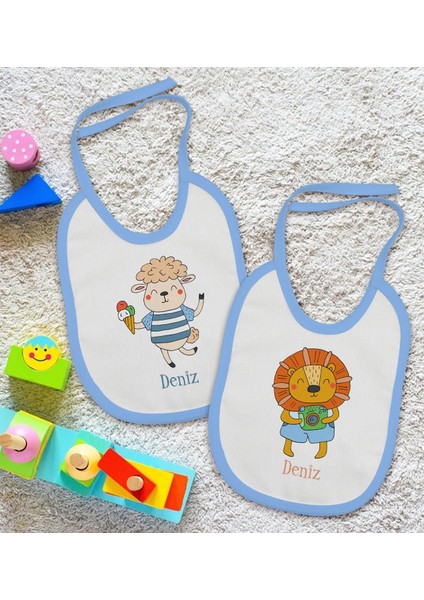 Kids Kişiye Özel Isimli 2’li Mavi Mama Önlüğü-9 fiyatları