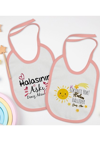 Kids Kişiye Özel Hala Tasarımlı 2’li Pembe Mama Önlüğü-2