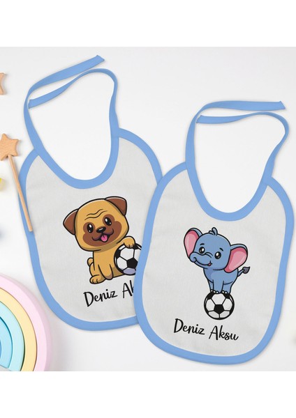 Kids Kişiye Özel Futbol Tasarımlı 2’li Mavi Mama Önlüğü-1