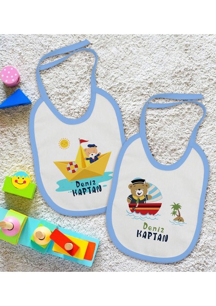 Kids Kişiye Özel Sevimli Kaptan Tasarımlı 2’li Mavi Mama Önlüğü-1 fiyatları