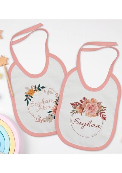 Kids Kişiye Özel Çiçek Tasarımlı 2’li Pembe Mama Önlüğü-3