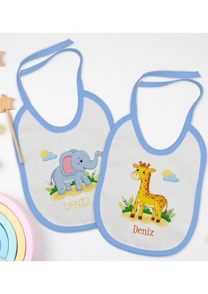 Kids Kişiye Özel Isimli 2’li Mavi Mama Önlüğü-8