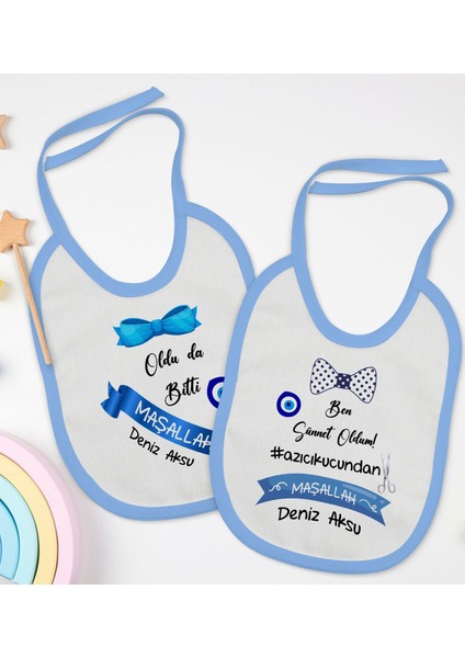 Kids Kişiye Özel Sünnet Tasarımlı 2’li Mavi Mama Önlüğü-1