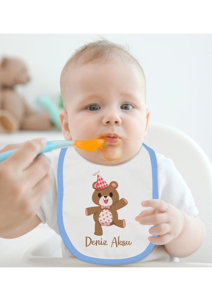 Kids Kişiye Özel Sevimli Ayı Tasarımlı 2’li Mavi Mama Önlüğü-1 fiyatları