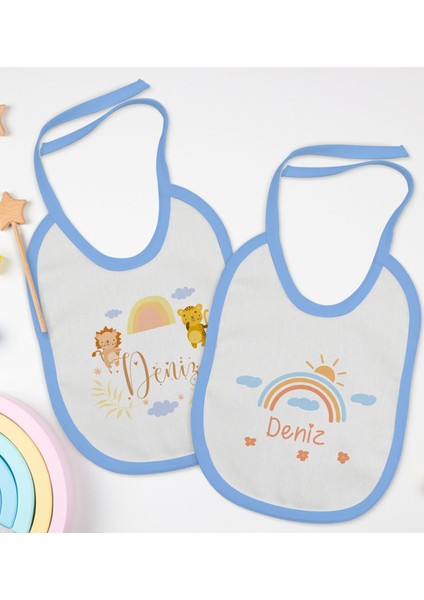 Kids Kişiye Özel Isimli 2’li Mavi Mama Önlüğü-10