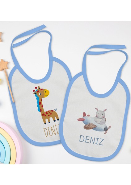 Kids Kişiye Özel Isimli 2’li Mavi Mama Önlüğü-11