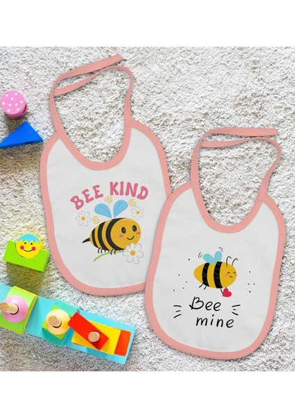 Kids Be Kind ve Bee Mine Tasarımlı 2’li Pembe Mama Önlüğü-1 fiyatları