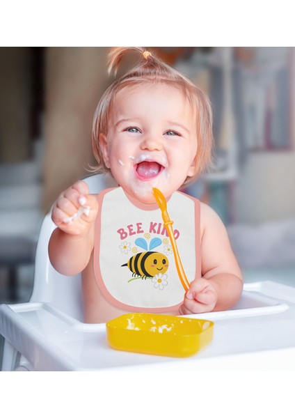 Kids Be Kind ve Bee Mine Tasarımlı 2’li Pembe Mama Önlüğü-1 modelleri