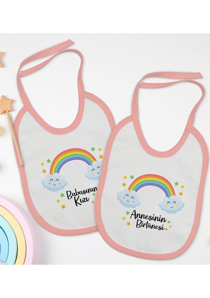 Kids Anne ve Baba Tasarımlı 2’li Pembe Mama Önlüğü-3