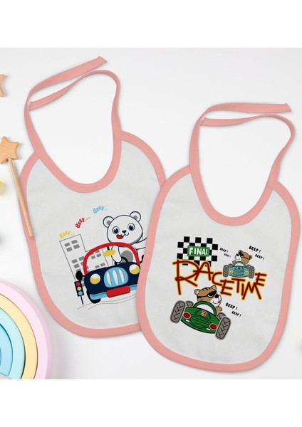 Kids Sevimli Sürücü Tasarımlı 2’li Pembe Mama Önlüğü-1