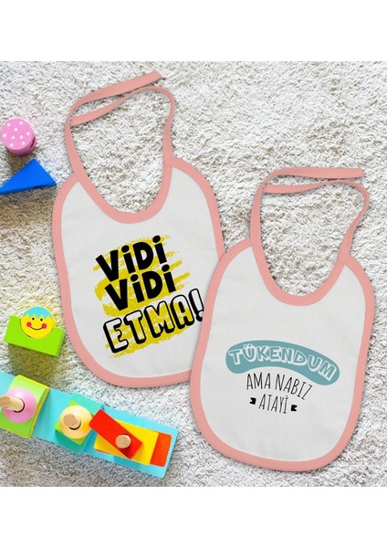 Kids Vidi Vidi Etma ve Tukendum Tasarımlı 2’li Pembe Mama Önlüğü-1 fiyatları