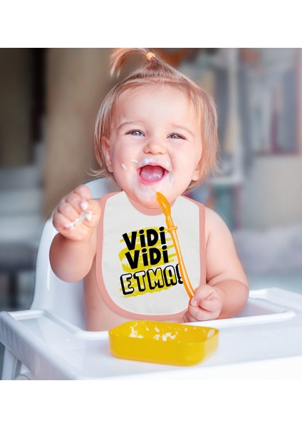 Kids Vidi Vidi Etma ve Tukendum Tasarımlı 2’li Pembe Mama Önlüğü-1 modelleri
