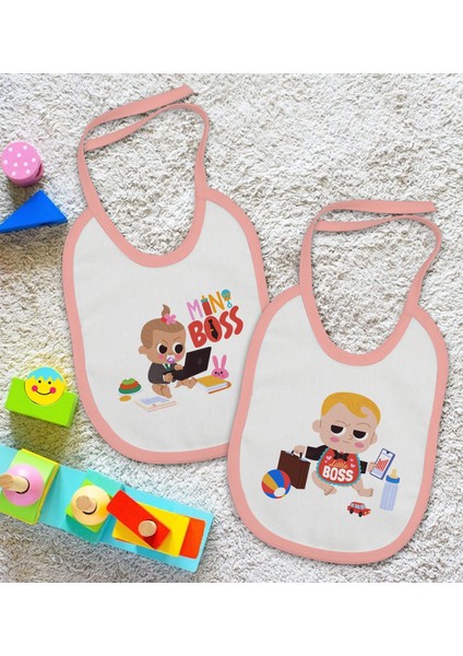 Kids Mini ve Little Boss Tasarımlı 2’li Pembe Mama Önlüğü-1 fiyatları