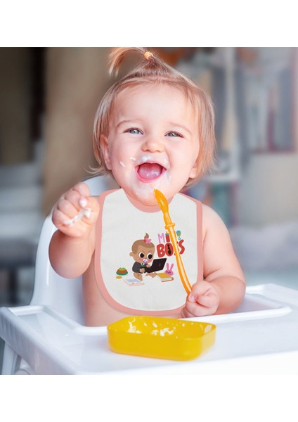 Kids Mini ve Little Boss Tasarımlı 2’li Pembe Mama Önlüğü-1 modelleri