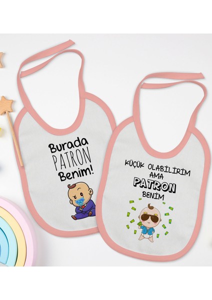 Kids Patron Tasarımlı 2’li Pembe Mama Önlüğü-1