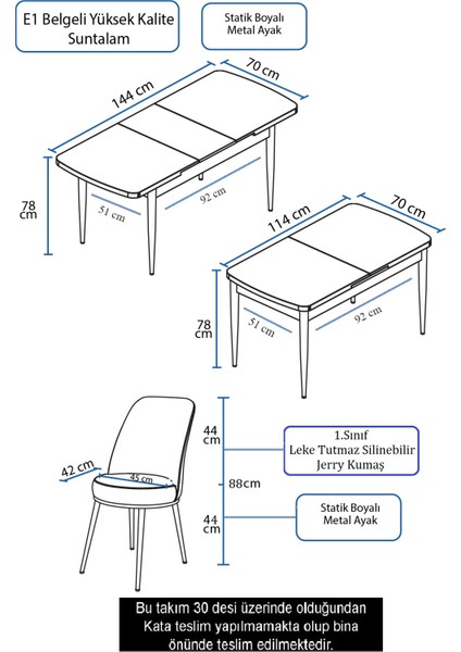 Concept Kor Serisi, Siyah Mermer Desen 70X114 Açılabilir Mutfak Masa Takımı, 6 Sandalye indirimleri
