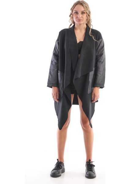 Kadın Siyah Owersize Cardigan Bayan Hırka Ceket
