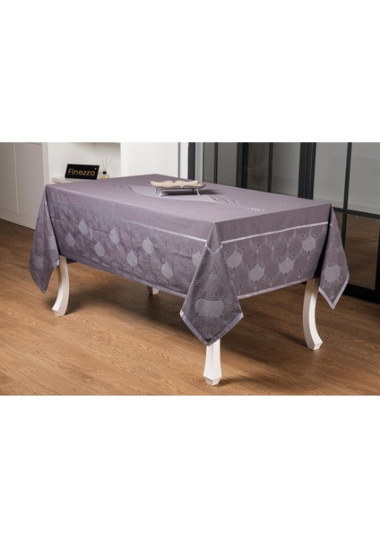 Aslı Lüx Jakar Polycotton Tp Kumaş Füme Masa Örtüsü 160X300 cm - 1255