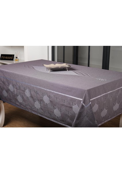 Aslı Lüx Jakar Polycotton Tp Kumaş Füme Masa Örtüsü 160X300 cm - 1255
