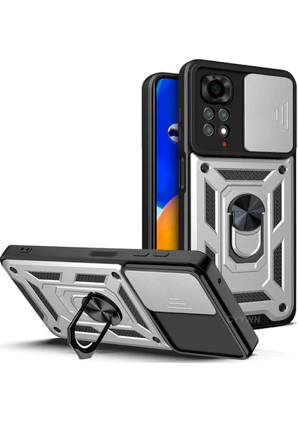 MTK Moveteck Xiaomi Redmi Note 11 Pro Uyumlu Kılıf Kamera Korumalı Sürgülü Yüzüklü Armor Military Tank Sürgülü+Vega+Xiaomi+Redmi+Note+11+Pro