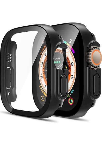 Apple Watch Ultra Uyumlu Kılıf Ekran Koruyucu ve Kasa Koruyucu Silikon Pc Kılıf 360 Korumalı Zırh Military Tam Korumalı Kapak