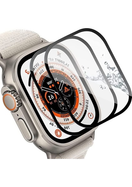 Apple Watch Ultra 49MM Uyumlu Ekran Koruyucu Kırılmaz Seramik Temperli Cam Tam Kaplar Nano Ppma