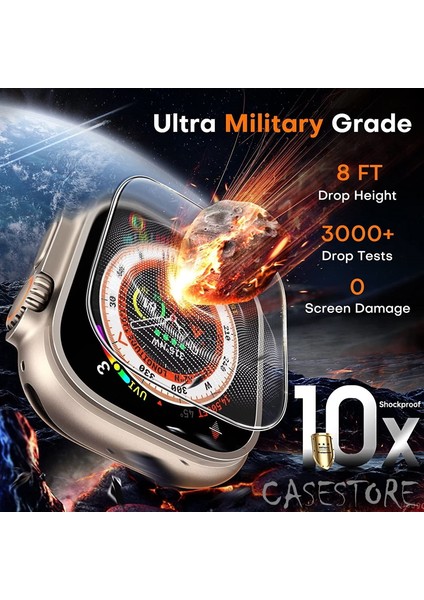 Apple Watch Ultra 49MM Uyumlu 9h Şeffaf Temperli Ekran Ekran Koruyucu Cam Military Ultra Ince 3D Camı