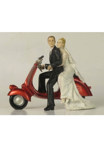Wıse Veronese Serisi-Wıse Gelin Damat Motorsıklete Biniyor-15*18*8,5 Cm.– Dekoratif Obje