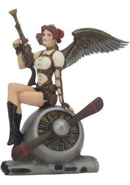 Wıse Veronese Serisi-Wıse Pervane Motorunda Oturan Kadın Savaşçı-21*19*16 Cm.– Dekoratif Obje