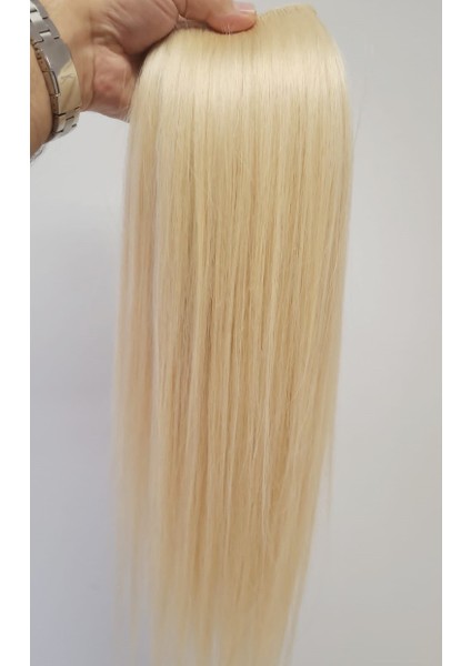 60 cm Platin Sarısı Yarımay Çıt Çıt Postiş Doğal Saç fiyatları