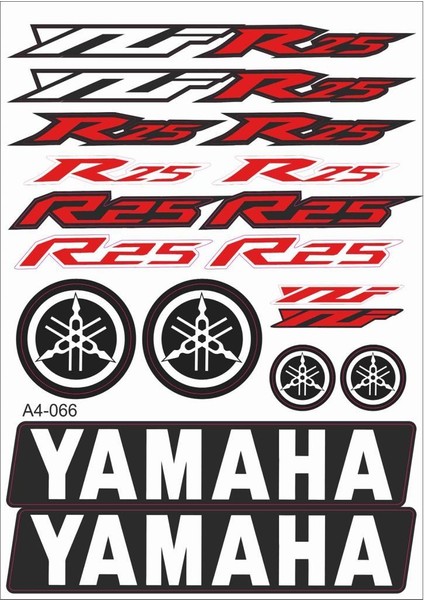 Yamaha Yzf R25 Sticker Seti Kırmızı A4