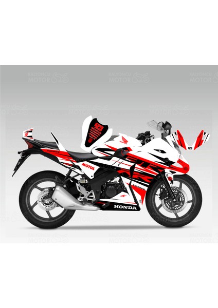 Honda Cbr 125 Rr Lines Design Sticker Set (Beyaz-Kırmızı-Siyah)