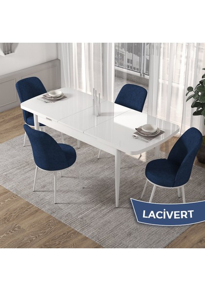Concept Kor Serisi, Beyaz 70X114 Açılabilir Mutfak Masa Takımı, 4 Sandalye