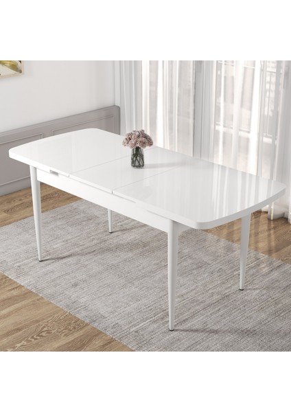 Concept Kor Serisi, Beyaz 70X114 Açılabilir Mutfak Masa Takımı, 6 Sandalye